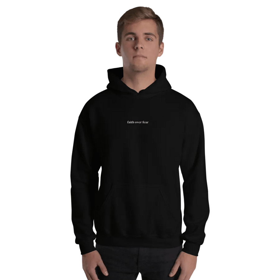 Minimalistic Unisex Faith Over Fear Embroided Hoodie (White Embroided) product image (12)