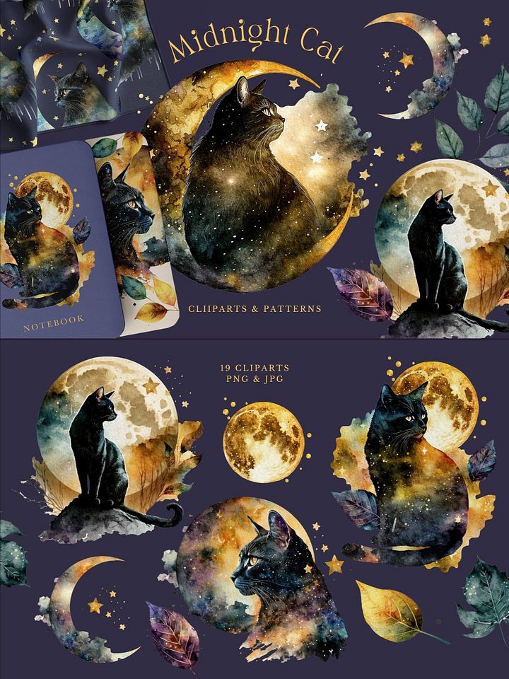 Black Cat - Watercolor Magic Bundle product image (1)