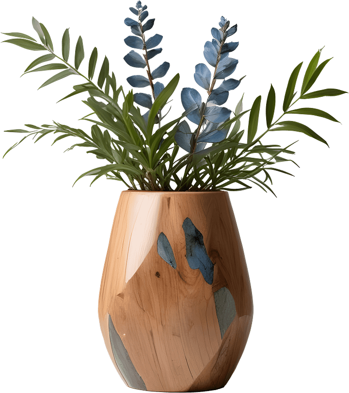 Celestial Grace – Boho Chic Wooden and Labradorite Vase PNG product image (1)