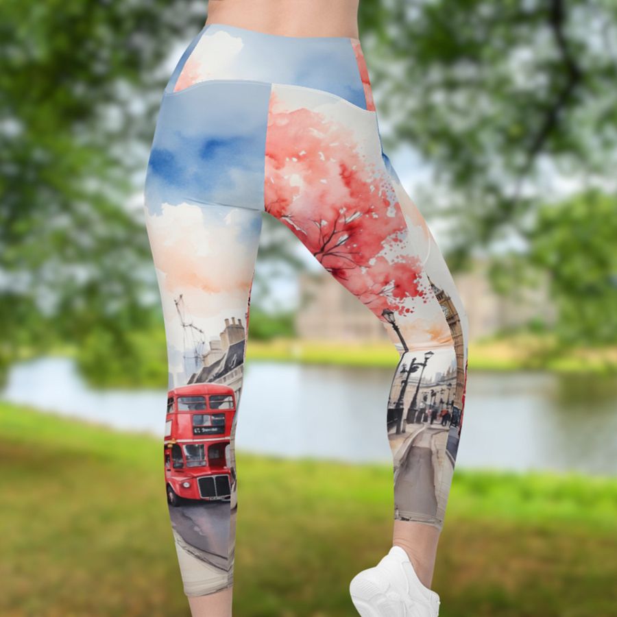 London England Watercolor All Over Print Leggings product image (10)