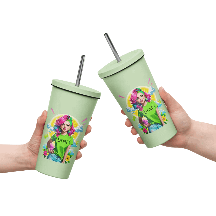 Brat 20 oz Tumbler Cup - Mint - Insulated Tumbler with a Straw v5 product image (10)