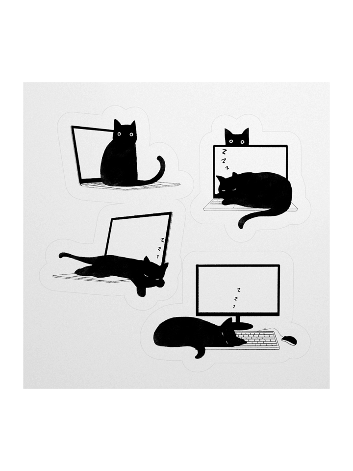 Cats Sleeping on Laptops Stickers product image (1)