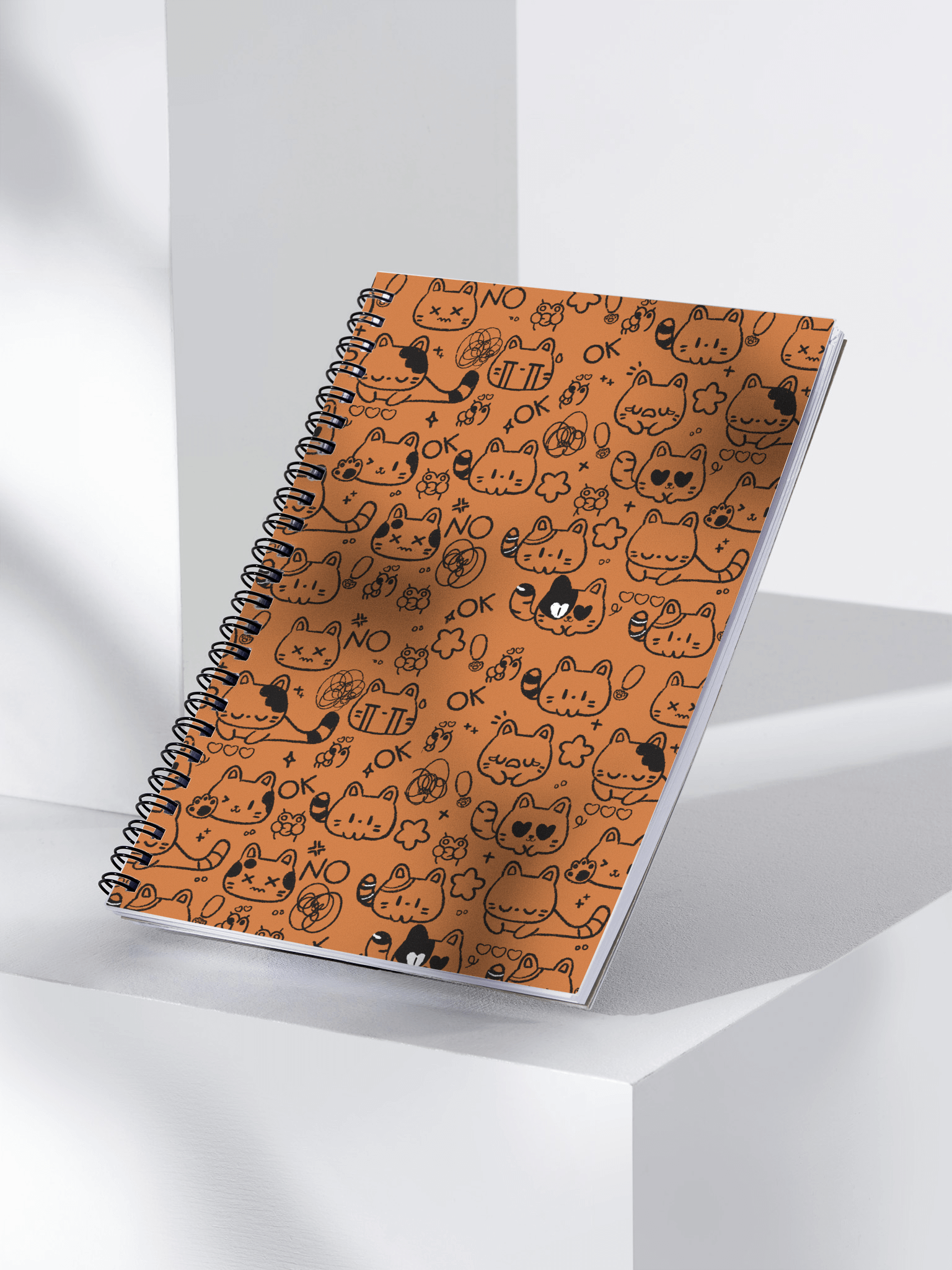 Cute Cat Doodles – Orange Spiral Notebook product image (3)