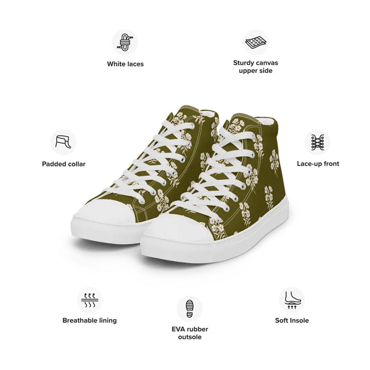 Alpine Cascade - Green and Cream - Women High Top Canvas Shoes product image (1)