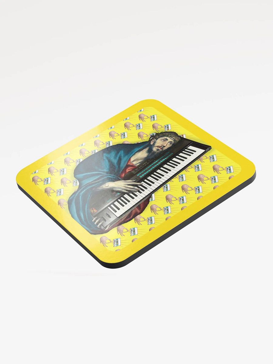 Christ Carrying the DX7 by Frank Fonik (Yamaha DX7), Techno EDM Glossed Cork Coaster product image (4)