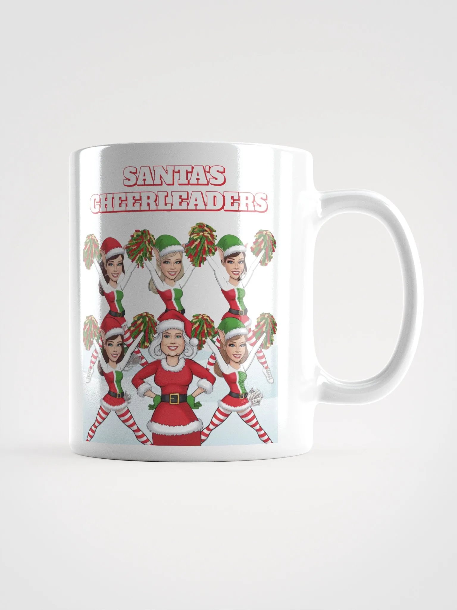 Santa's Cheerleaders Elves Squad White Mug product image (1)