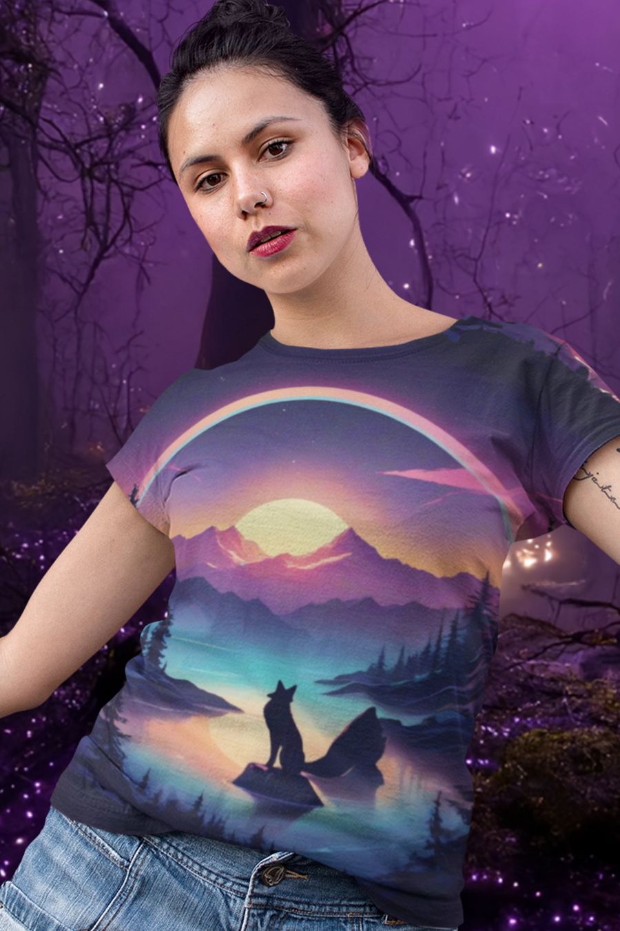 Wolf All Over Print T-shirt product image (1)