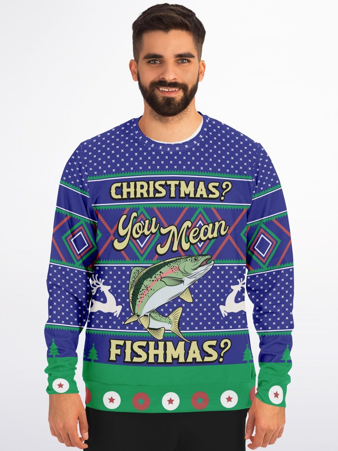 Fishmas Christmas Sweater | Funny Fishing Holiday Sweatshirt | Angler Winter Party Outfit | Fisherman Christmas Gift product image (1)