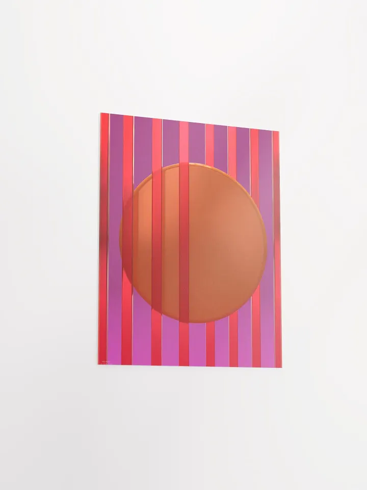 Minimalist 3D Digital Art | Pink Lines Orange Circle on Plum Background product image (2)