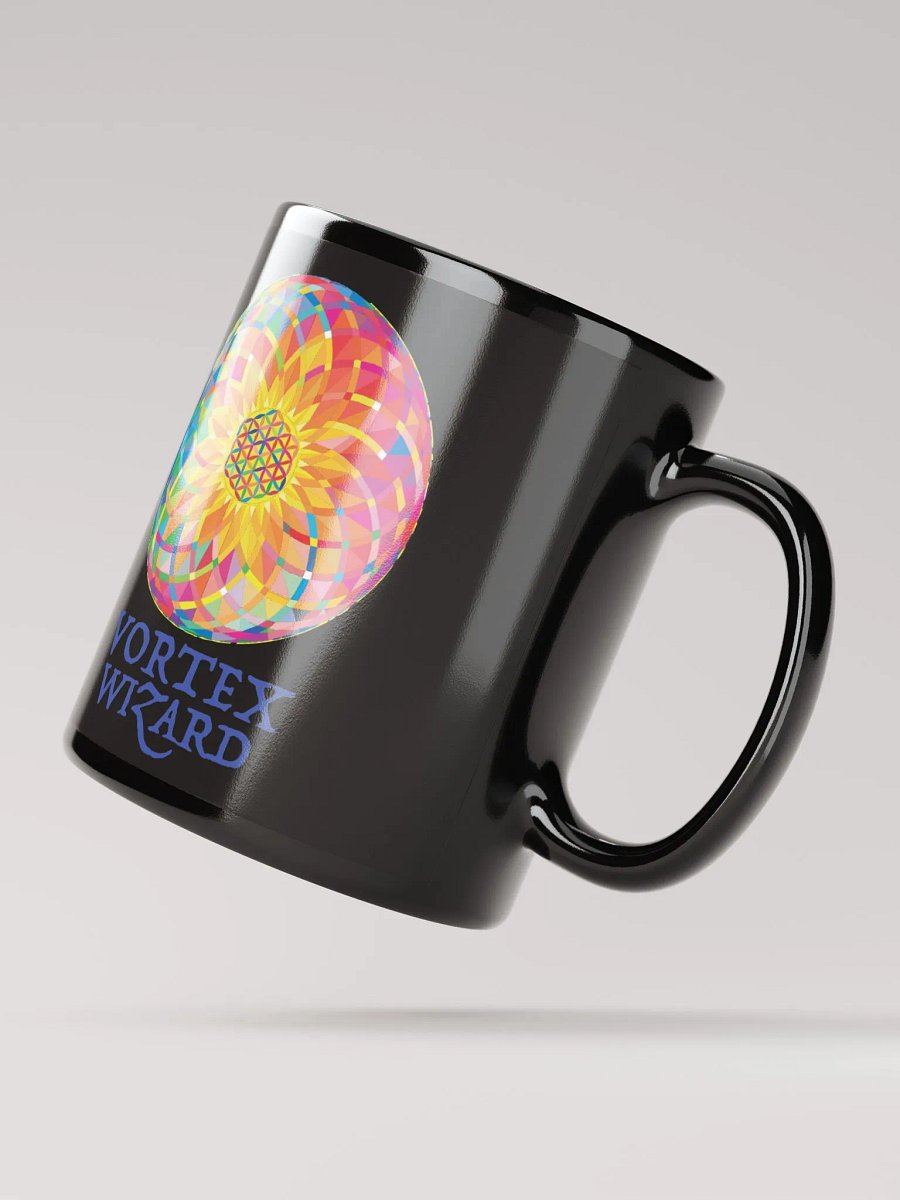 SACRED GEOMETRY VORTEX WIZARD • black ceramic mug product image (2)