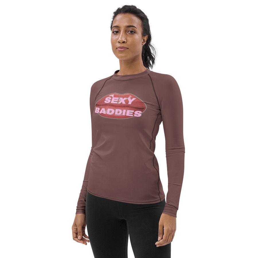 Glossy SexyBaddies Lips All-Over Print Rash Guard Light Wood Women product image (3)