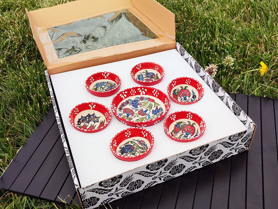 Ceramic snack bowl set, 7 pieces — handmade pottery, handmade ceramic, home decor, handmade gift, Turkish ceramic product image (7)
