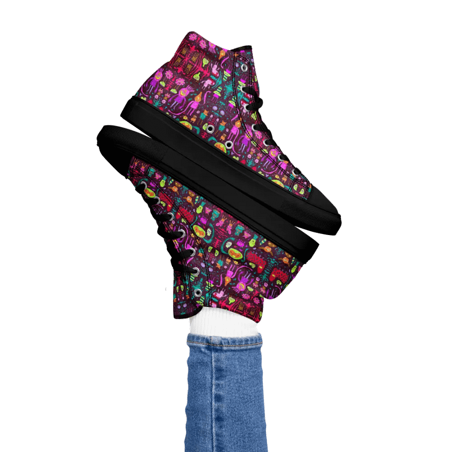 Abstract Darker Doodle Creatures Ladies High Top Canvas Shoes product image (2)