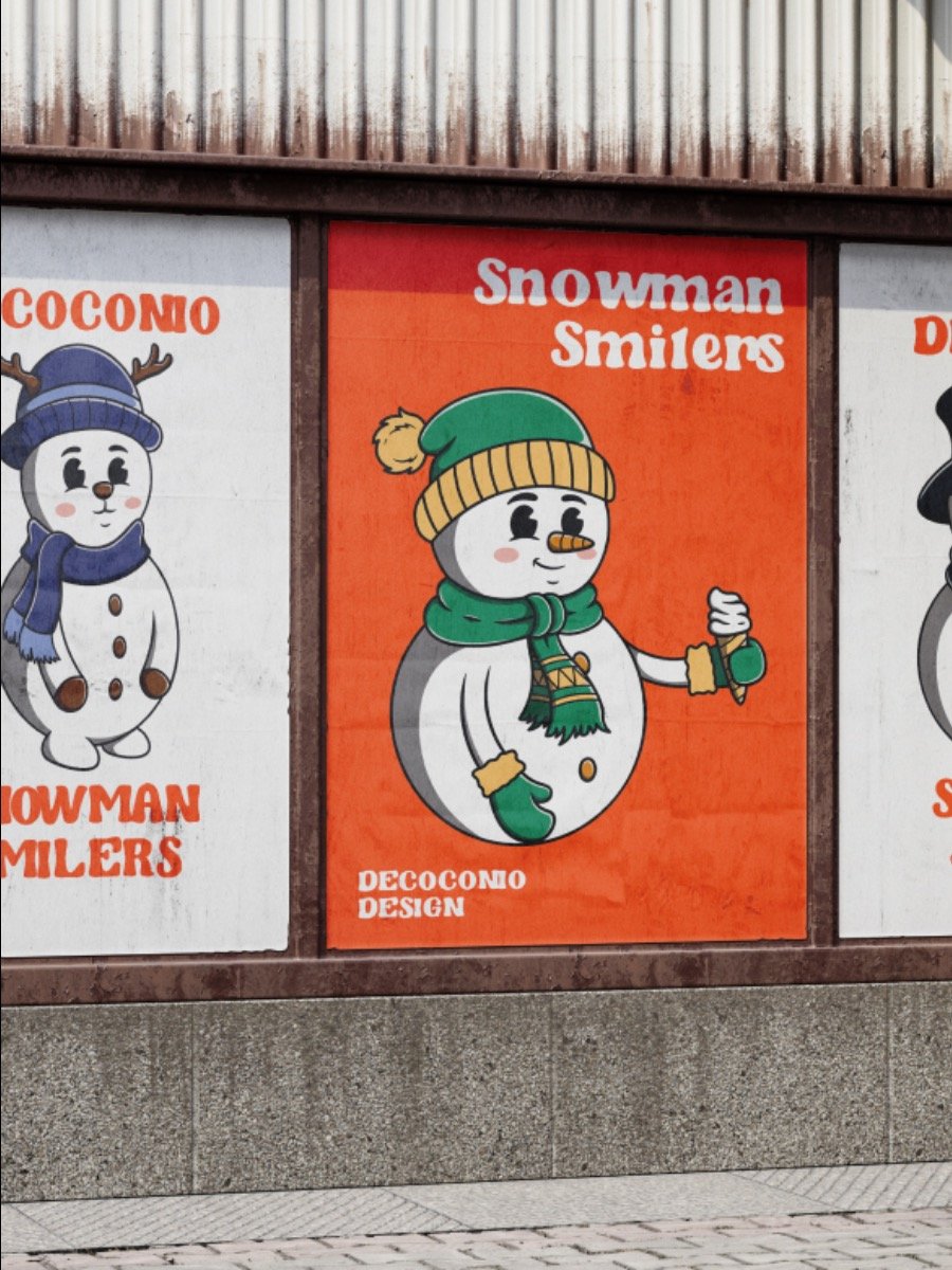 Retro Snowman Winter Character Illustration product image (7)