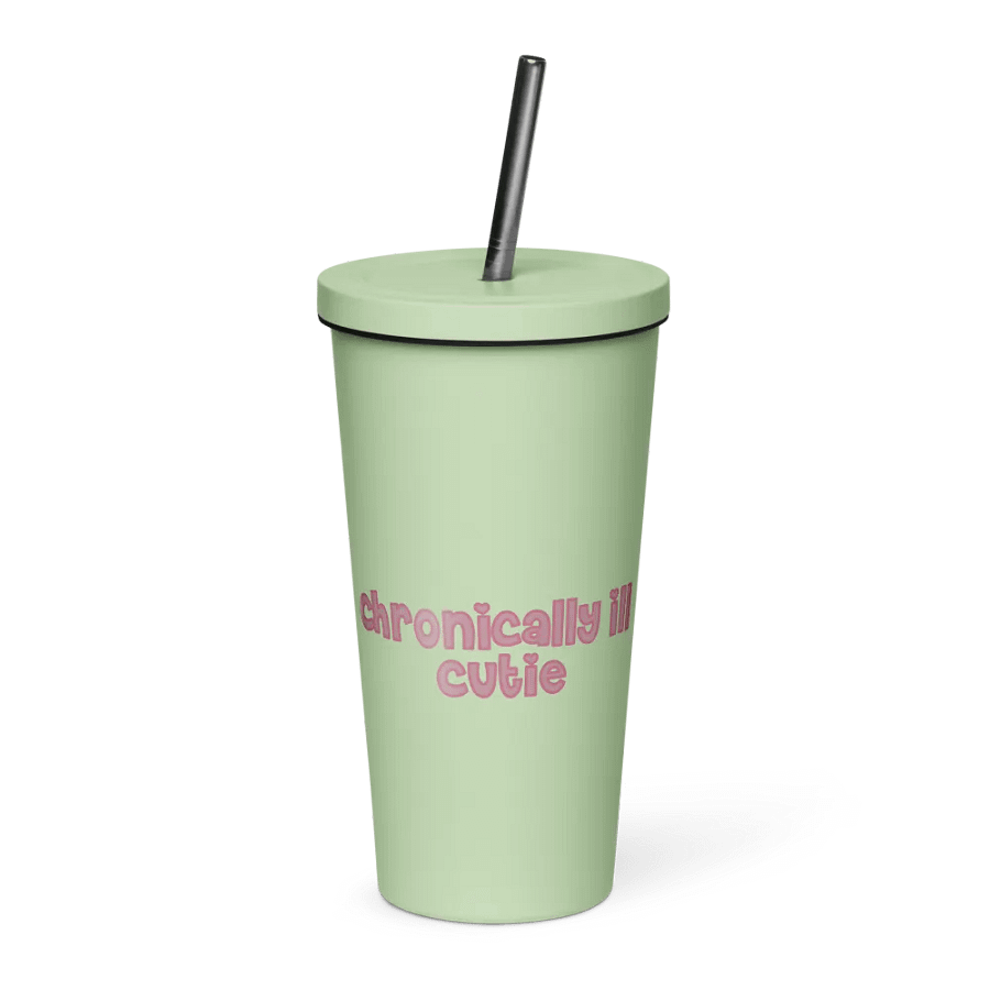 Chroncially Ill Cutie Tumbler with Straw - Mint & Pink product image (1)