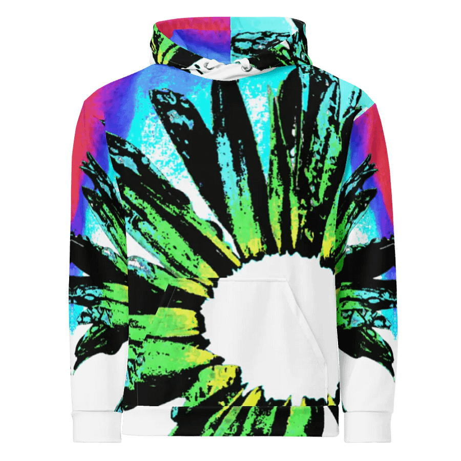 Abstract Vibrant Green Daisy Flower Unisex Pull On Hoodie product image (4)