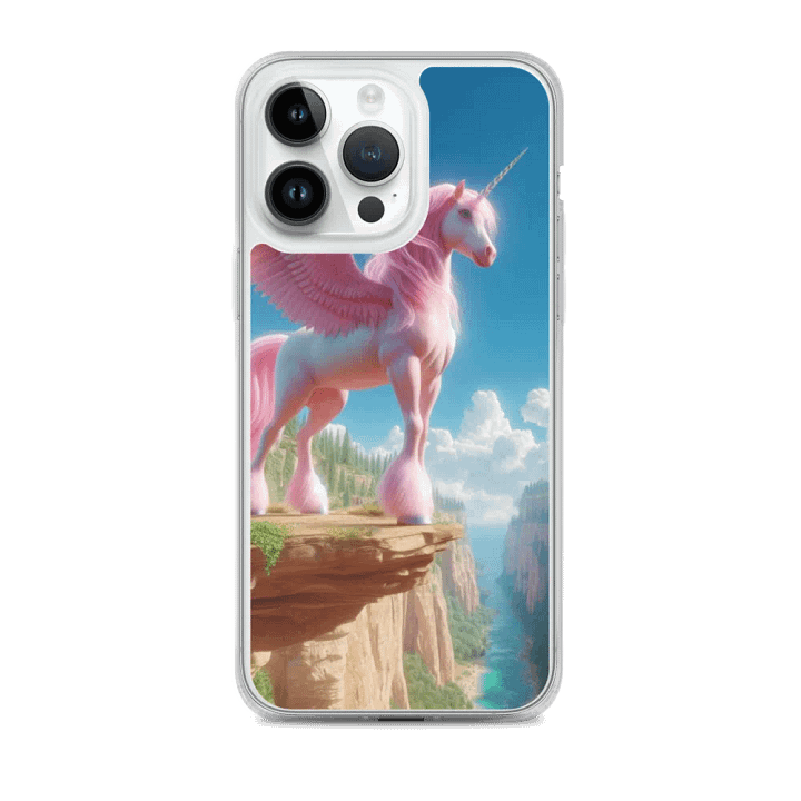 MagSafe® Clear Case for iPhone® | Celestial Grace: AI-Designed Pink Unicorn Pegasus product image (2)