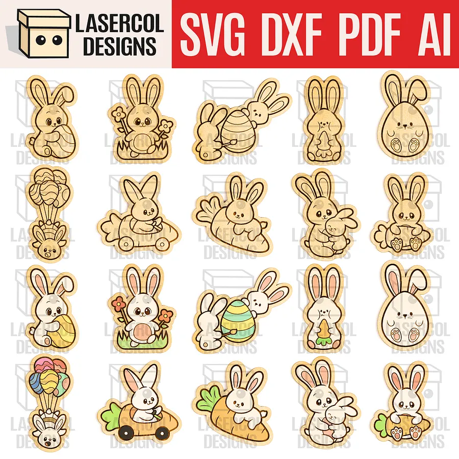 Easter Bunny DIY Paint Kit Set 8 V2- Laser Cut Files product image (1)