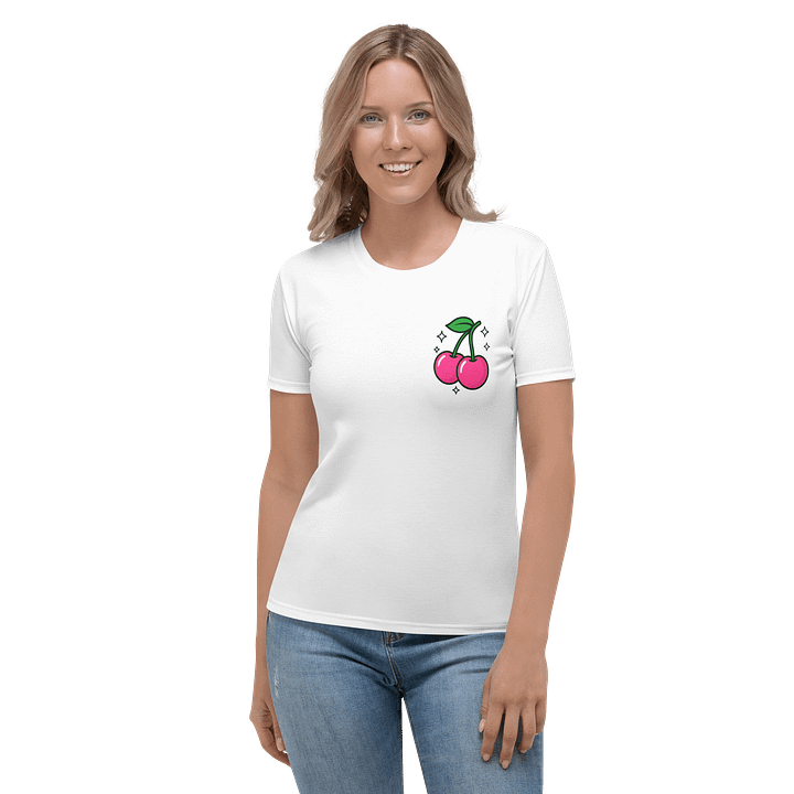 Club Cherry Ladies White Tee w/Black CC on Back product image (1)