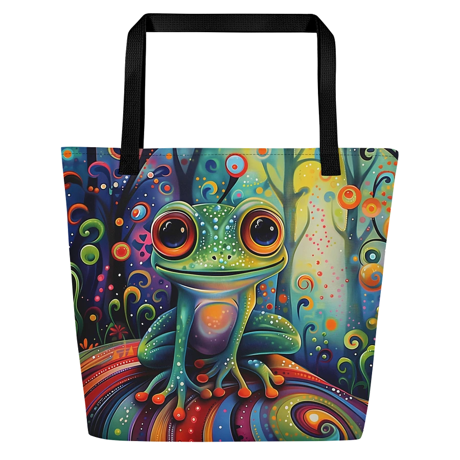 Tote Bag: Adorable Frog in Enchanted Magic Forest Psychedelic Design product image (1)