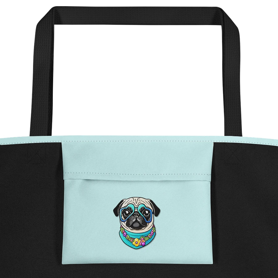 Retro Pug Mom Tote Bag With Pocket - Blue product image (5)