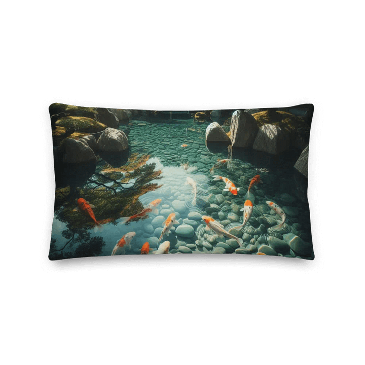 Tranquil Japanese Garden Premium Pillow | AI Design fish pond product image (2)