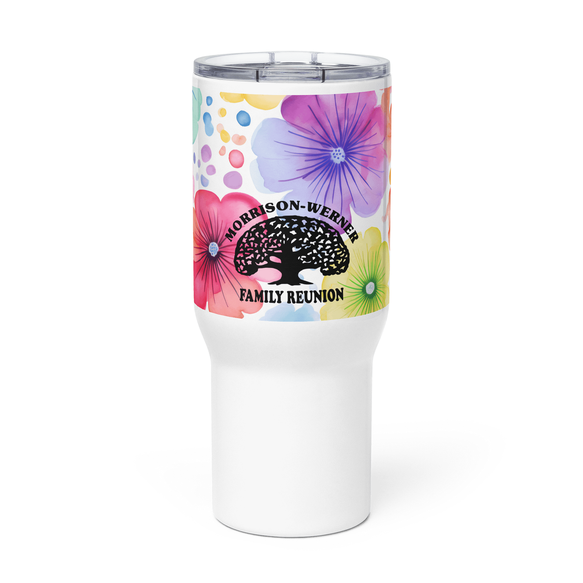 "Watercolor Flowers" Travel Mug w/ Handle product image (1)
