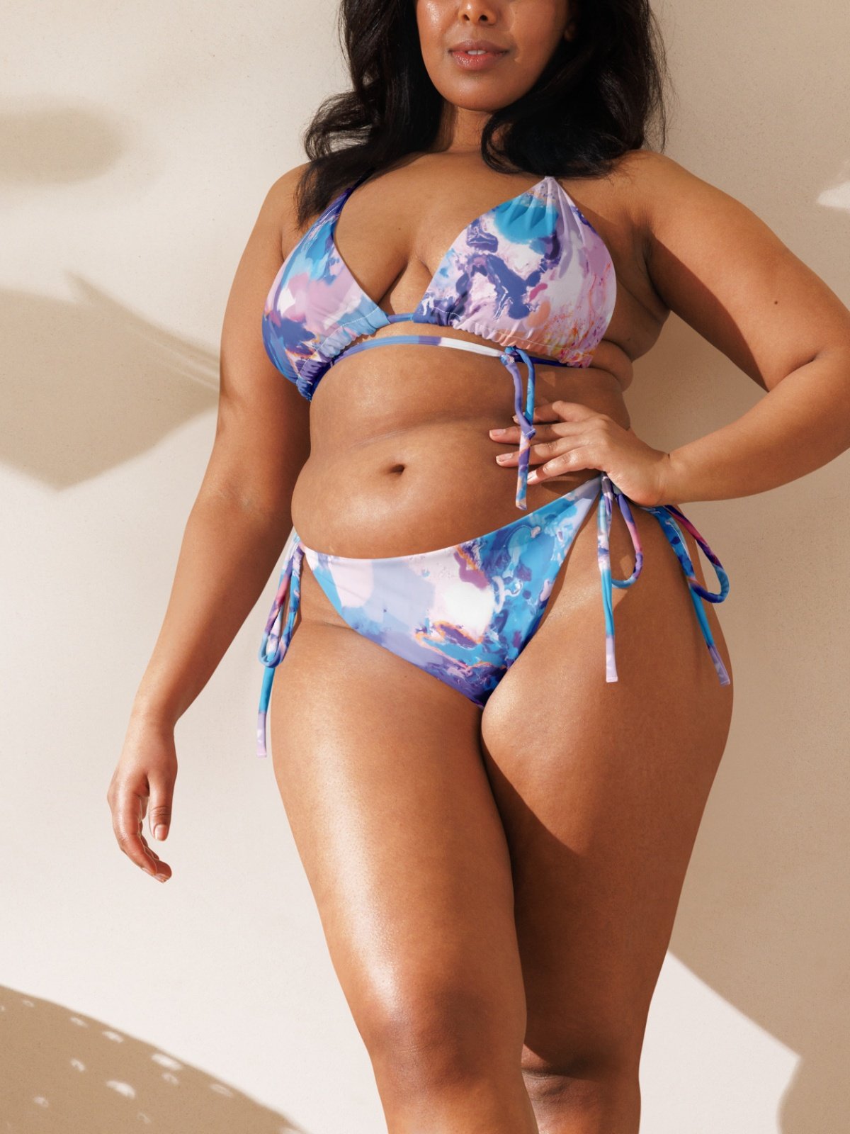 Triangle Bikini Bottom "Marble Effect Pastel Blue Purple Dreamy Waves" product image (8)