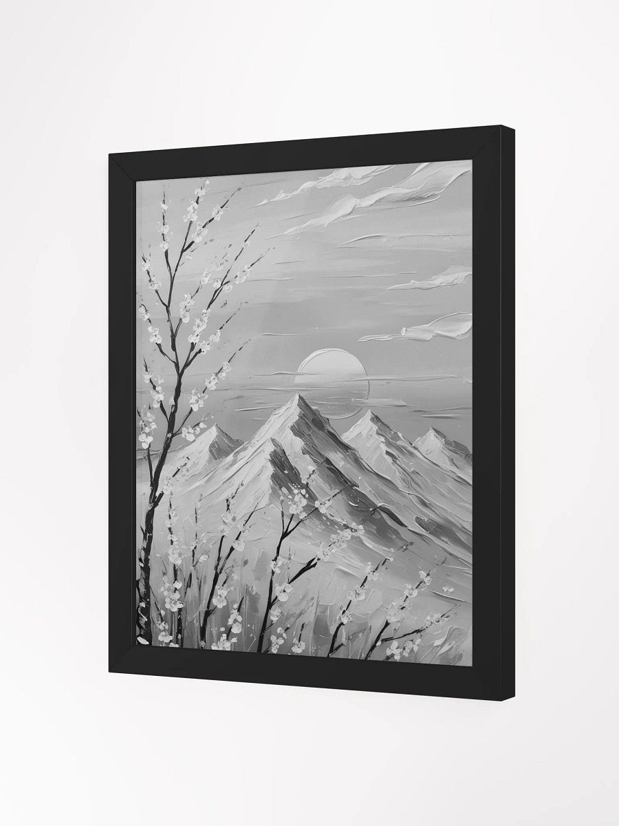 Cherry Blossom at Mount Fuji Black and White Painting product image (10)