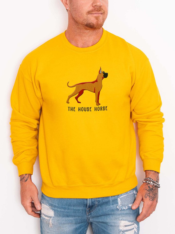 The House Horse Sweatshirt (Embroidered) of a Great Dane(Tan, Black Mask & Cropped Ears) product image (2)