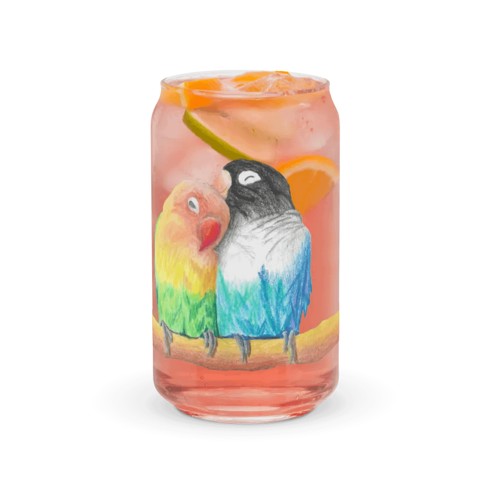 Lovebirds Drawing Glass Can Cup product image (37)