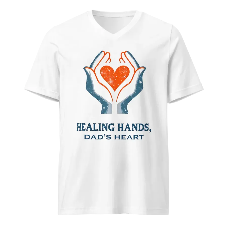 Flaming Heart , Dad's heart, Healing Hands V-Neck Tee product image (5)