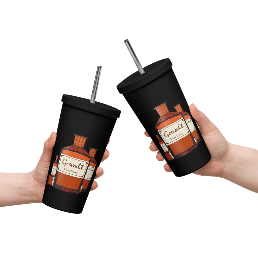 Gewalt ist keine Lösung Becher mit Isolierung und Strohhalm product image (10)