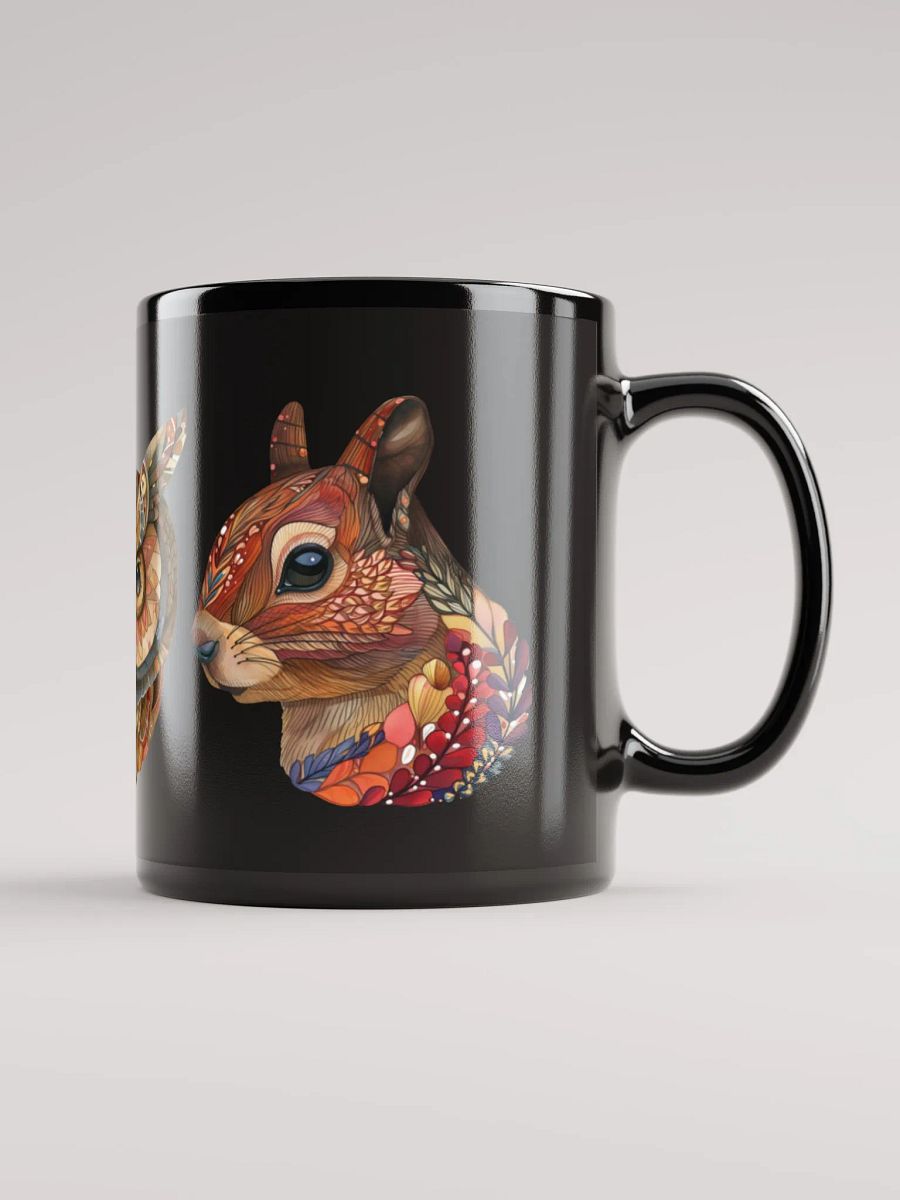 Folk Art Style Wolf, Owl, and Squirrel Wildlife Glossy Mug product image (1)