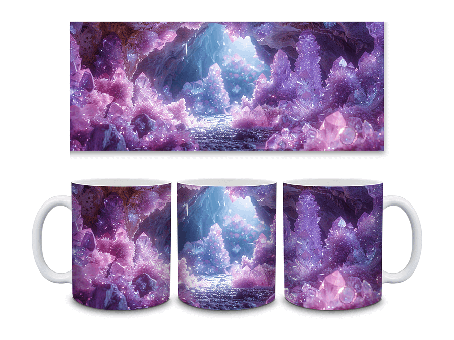 Amethyst Crystal Cave 11oz Coffee Mug – Stunning Gemstone and Geode-Inspired Ceramic Cup – Perfect for Crystal Lovers and Mystical Vibes product image (3)