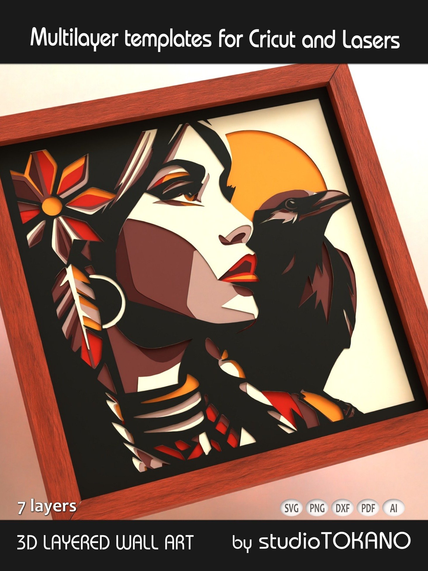 Raven Girl 3D layered svg for Cricut product image (5)