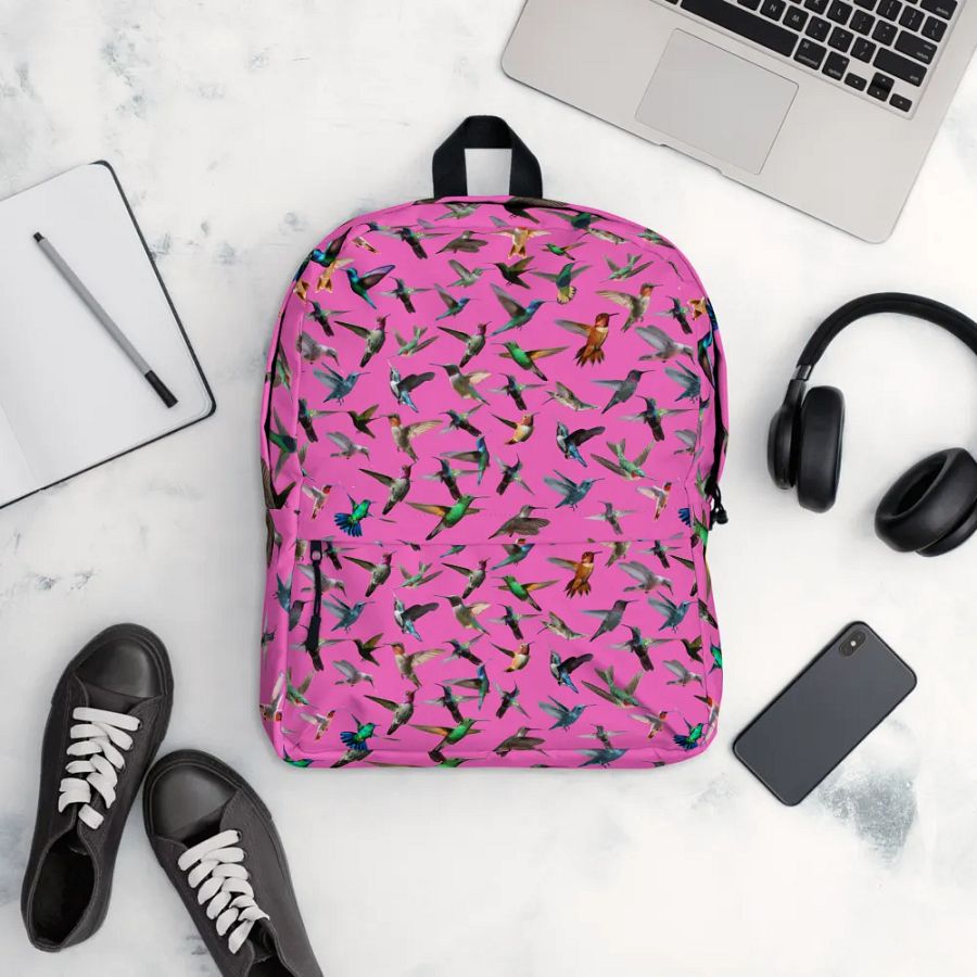 humming bird print backpack pink Backpack for young girls product image (12)