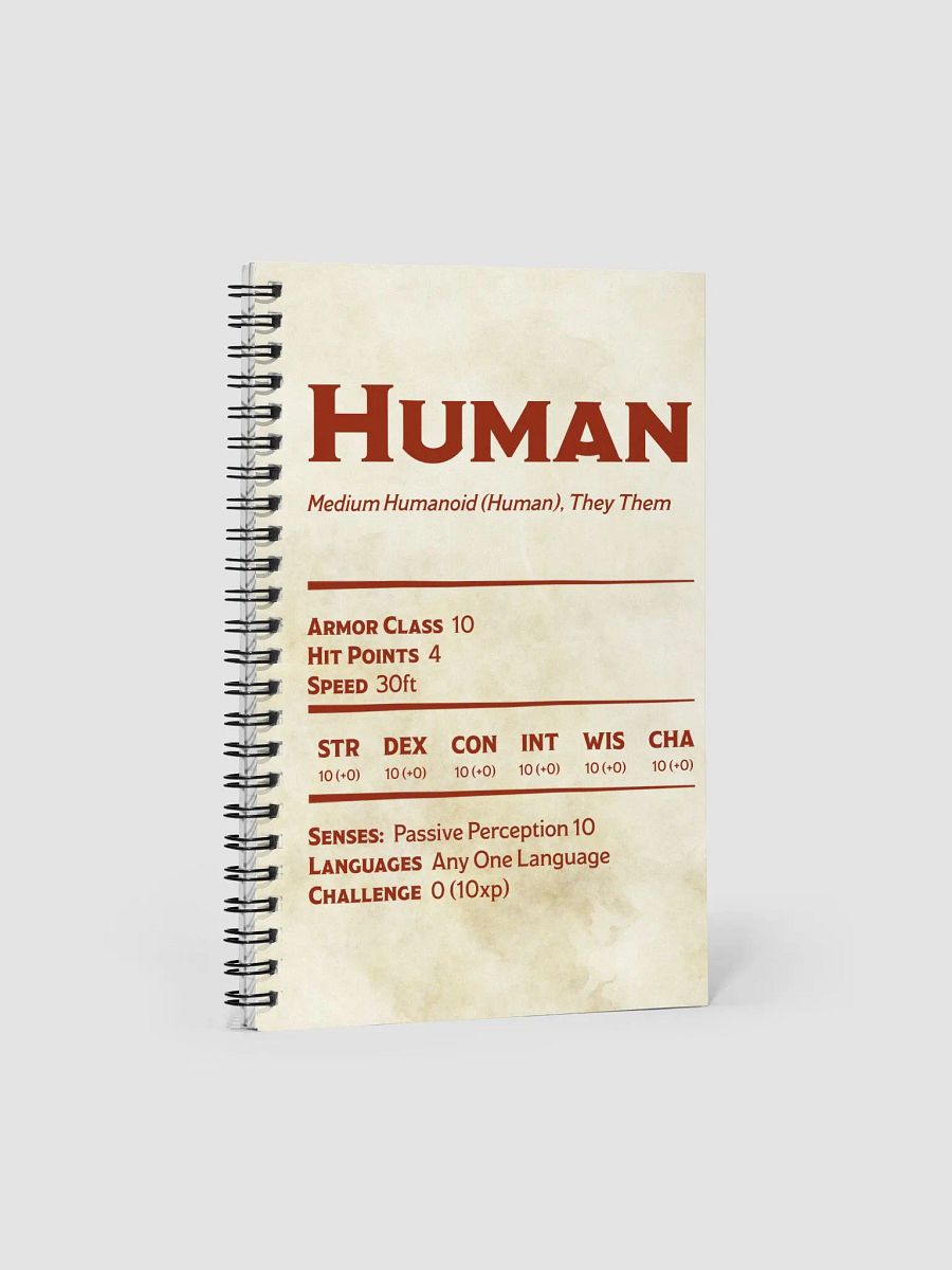 Human Statblock Notebook - They/Them product image (1)