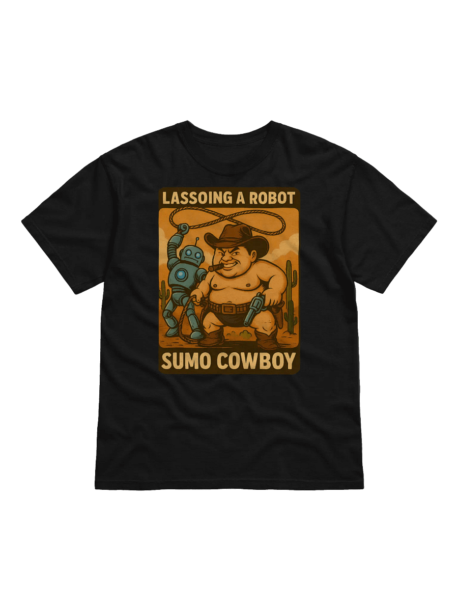 Sumo Cowboy Lassoing Robot T-Shirt product image (1)