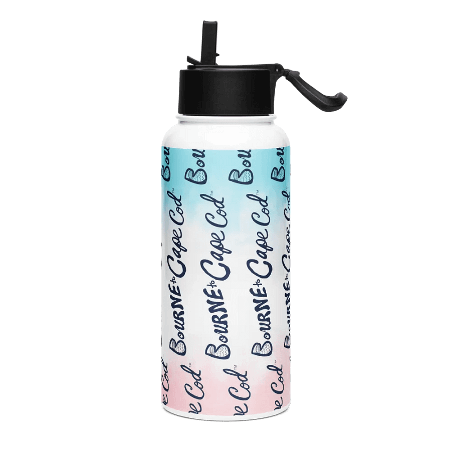 BOURNE to Cape Cod™ | Navy Logo Vertical Repeat | Stainless Steel Water Bottle | Iconic Pink, White & Blue product image (3)