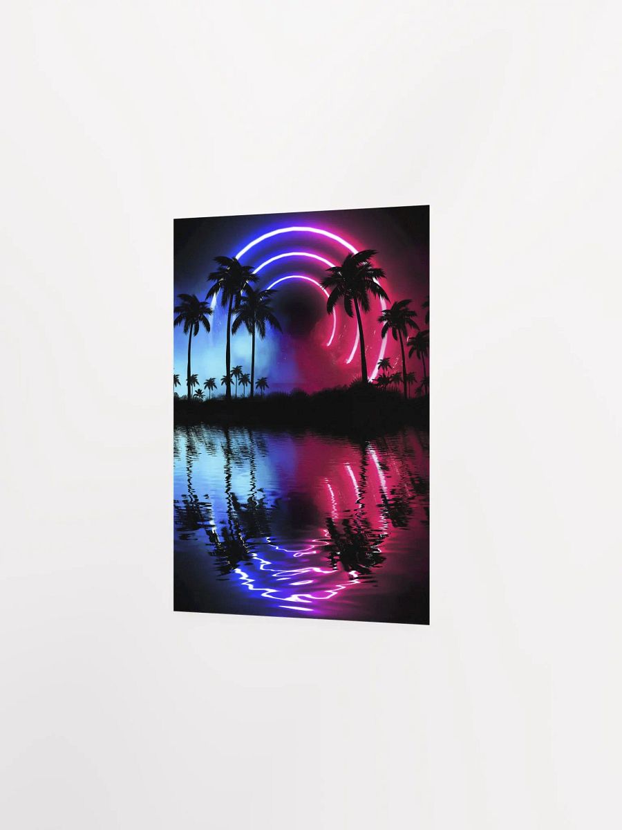 Neon landscape: Palms & Arc [synthwave/vaporwave/cyberpunk] — Aesthetic retrowave poster product image (9)
