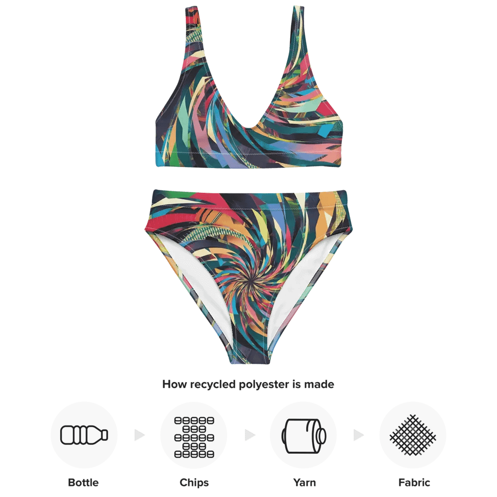 Abstract Lithographic Pattern Design High Waisted Bikini - V11 product image (3)
