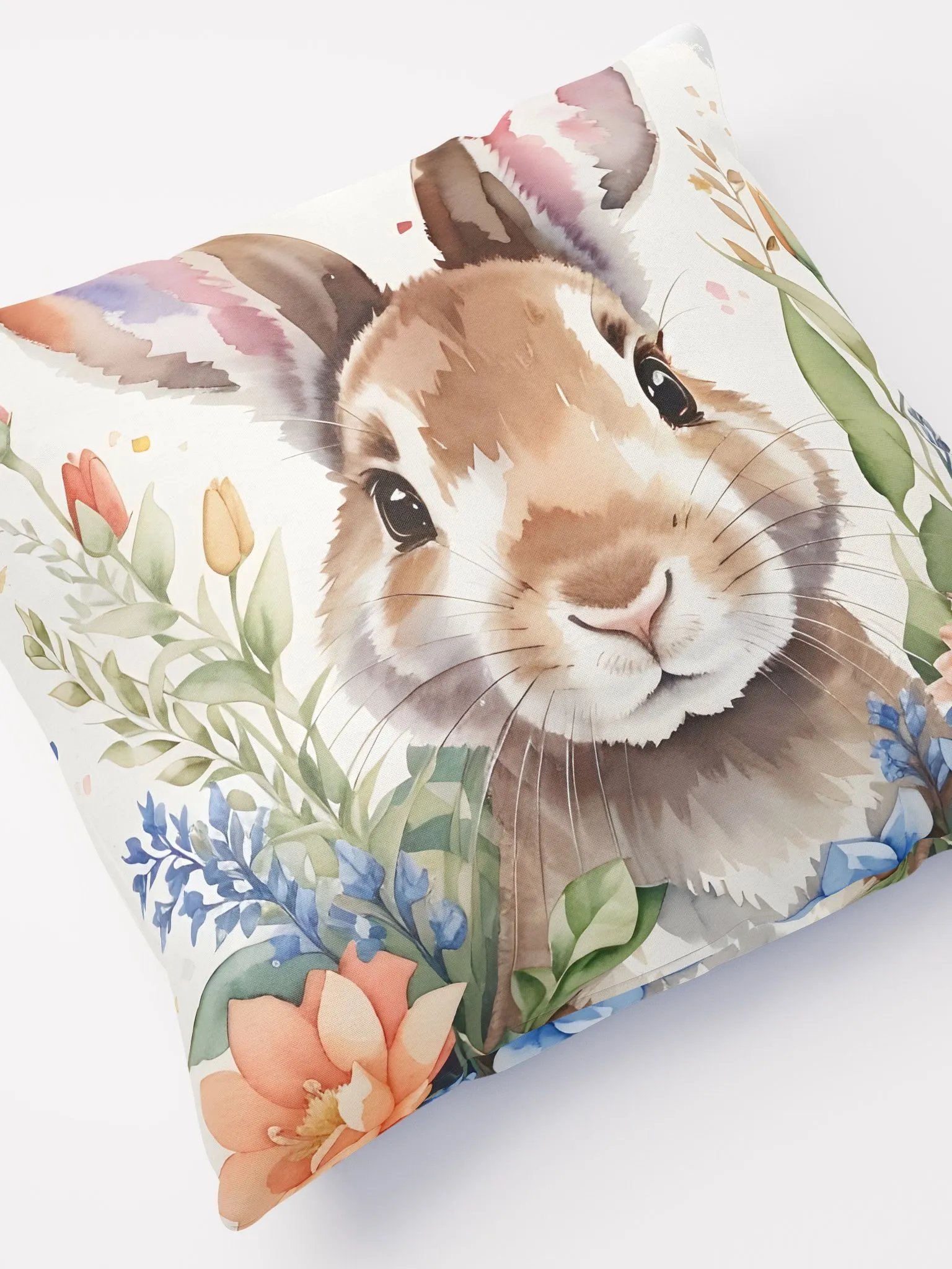 Springtime Serenity: A Watercolor Bunny Amidst Blooming Florals product image (8)