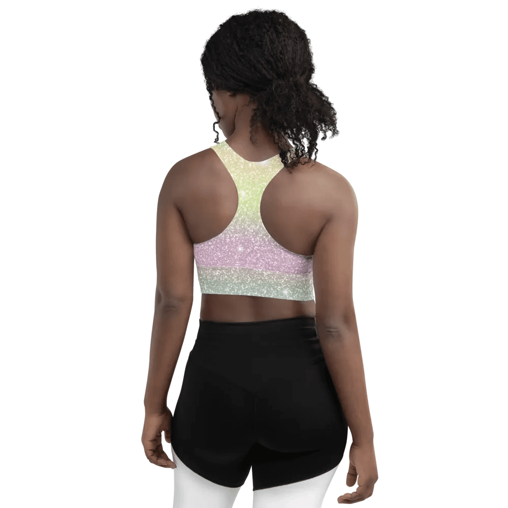 Glitter Unicorn Texture Design Longline Sports Bra - 11 product image (5)