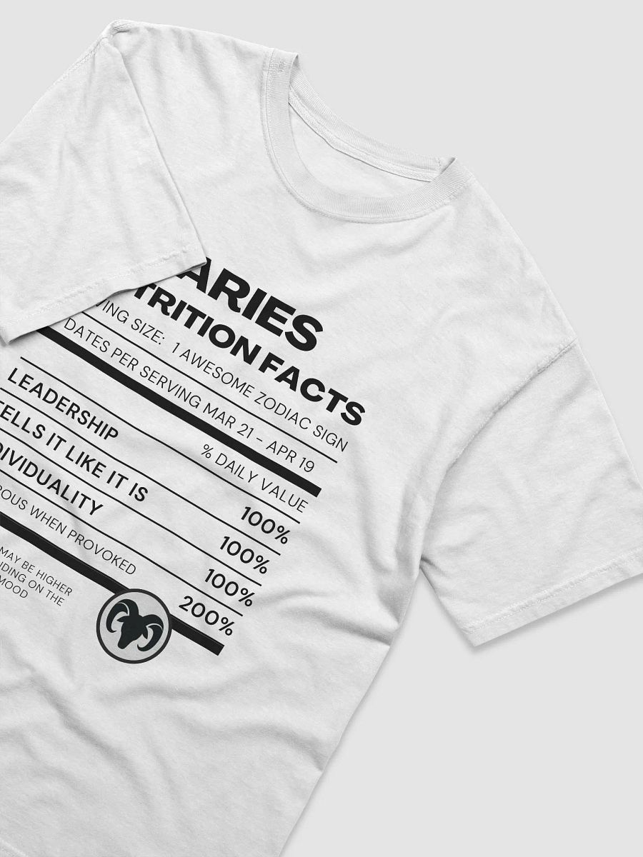 Aries Nutrition Facts T-Shirt (Black Writing) product image (3)