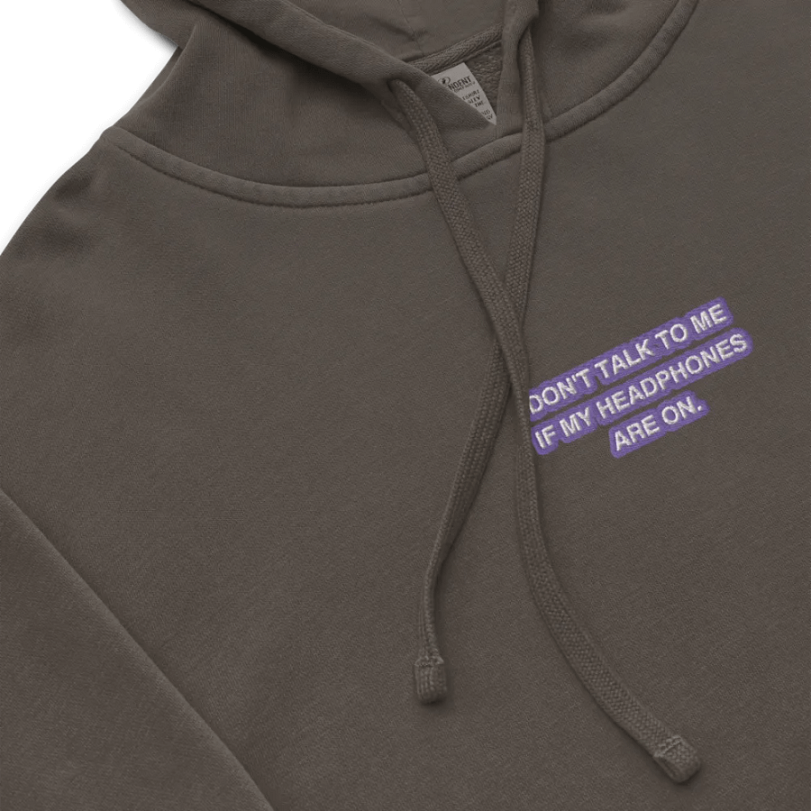 HEADPHONES ON (purple bubble design 2) embroidered pigment hoodie product image (1)