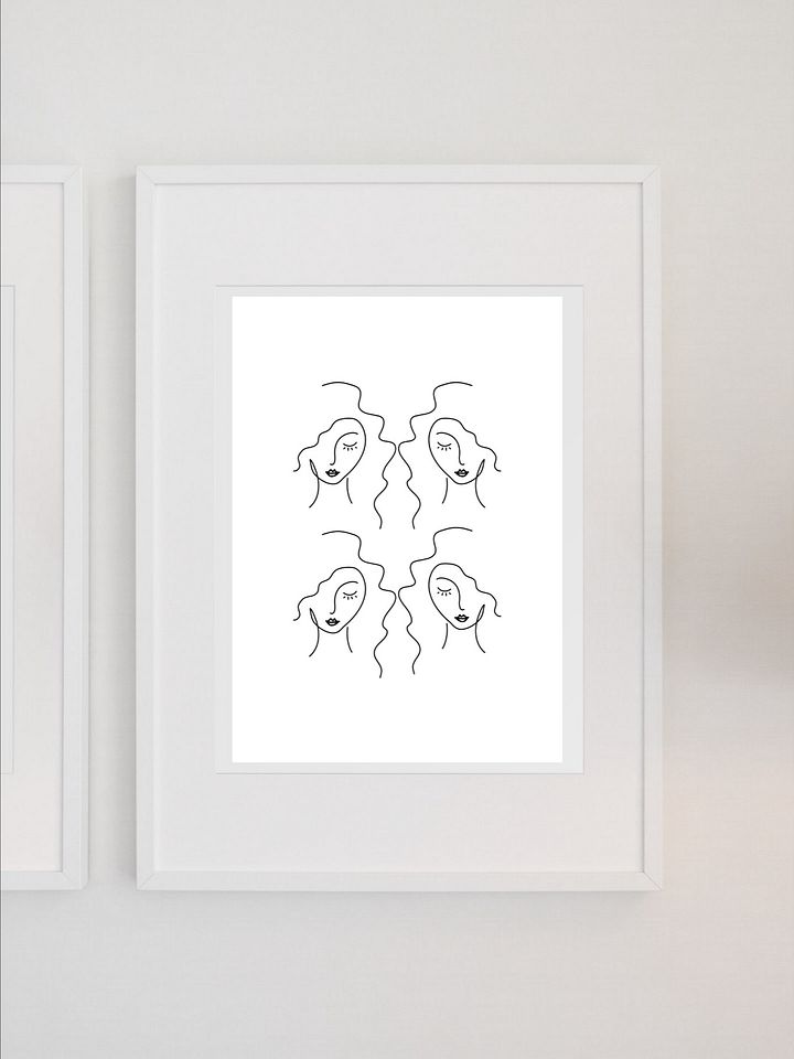 Beautiful Minimalist Portrait Poster Modern Woman Line Art Face Wall Art - Stylish Beauty Illustration - Elegant Home Decor Feminine Design product image (1)