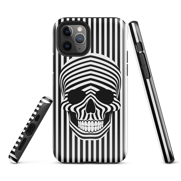 Black White Skull Stripes - Tough Phone Case product image (1)