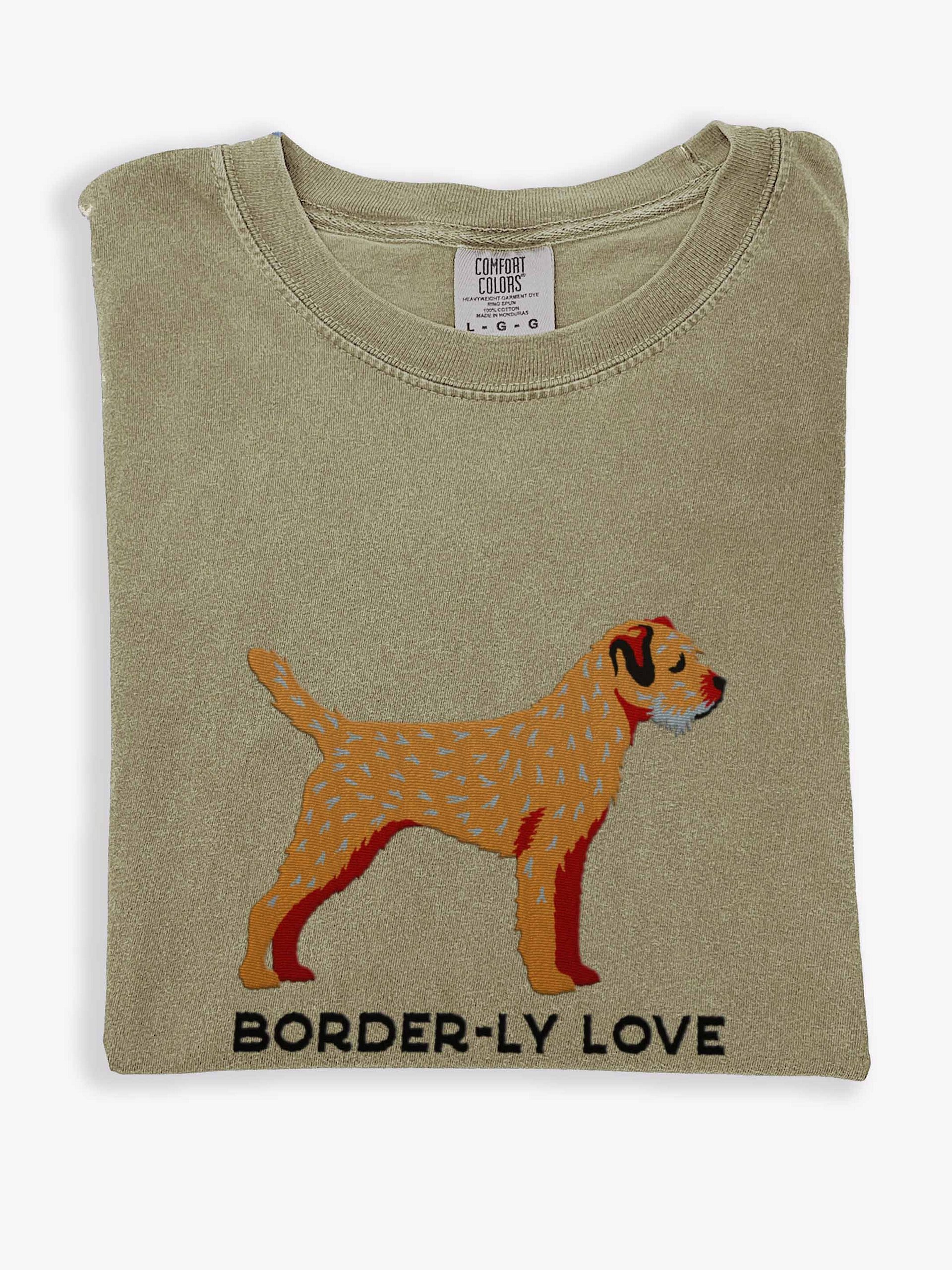 Border-ly Love T-Shirt(Embroidered) of a Border Terrier product image (1)