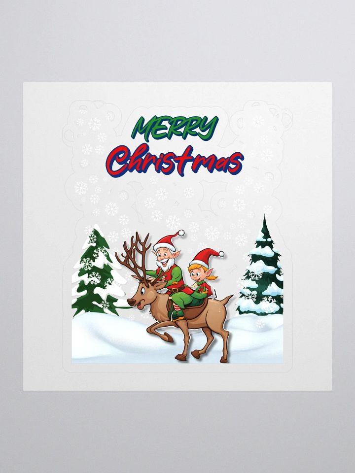 Santa Elves Riding A Reindeer Sticker product image (1)